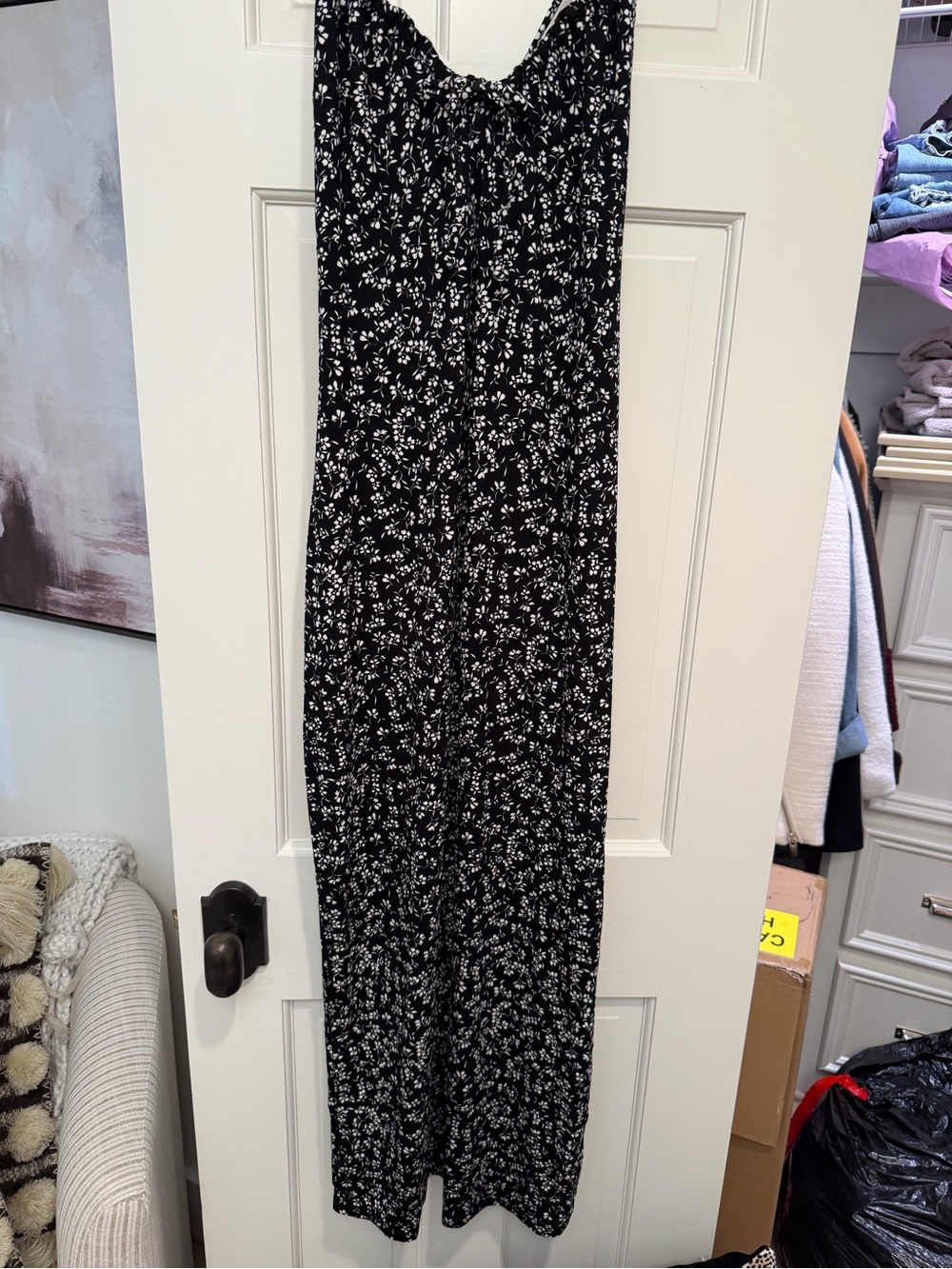 Z Supply Black Maxi Dress with White Floral Print